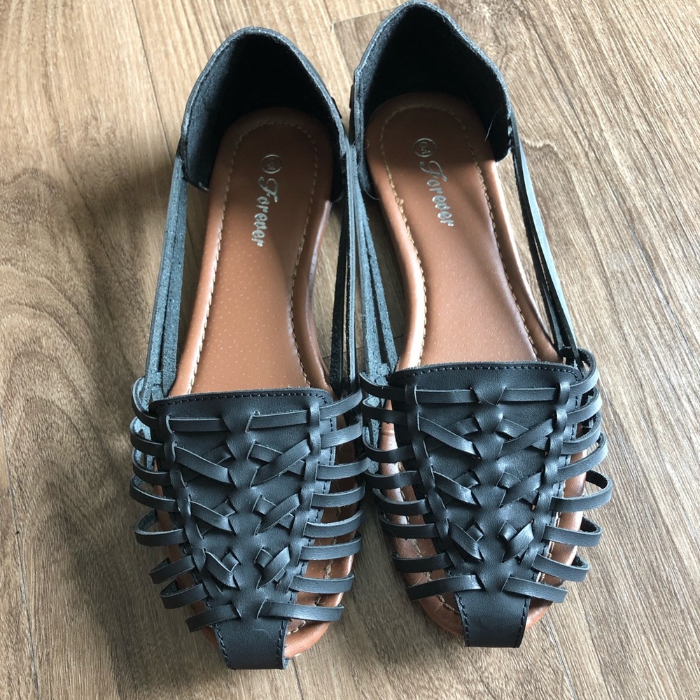 Black Strappy Flats